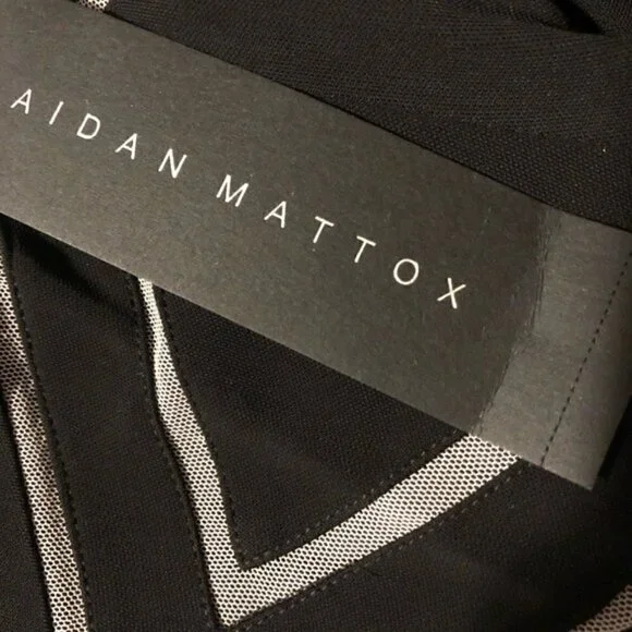 Aidan Mattox Dress 10 NWT Cutaway Crepe Halter Jersey Mesh Sheer Detail Illusion - Picture 7 of 12